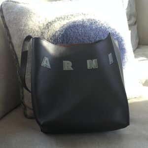 Marni Museo Logo Small Leather Hobo Bag